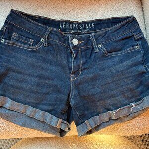Aeropostale Dark Wash Denim Midi Shorts